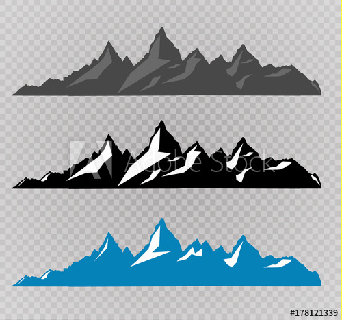 500x467 Set Of Black And White Mountain Silhouettes Background Border
