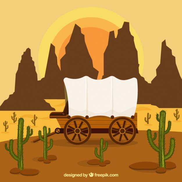 626x626 Western Background With Carriage And Rocky Mountains Vector Free
