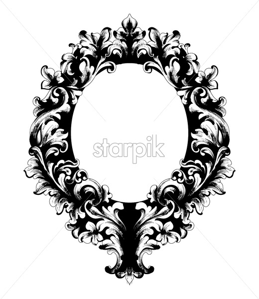 Rococo Ornamented Mirror Frame Vector Victorian Border Monogram 520x600 Rococo Ornamented Mirror Frame Vector Victorian Border Monogram