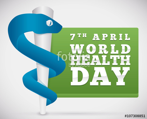 Rod Of Asclepius With A Button For World Health Day, Vector 500x408 Rod Of Asclepius With A Button For World Health Day, Vector