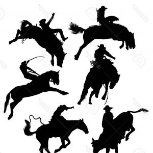300x300 Photostock Vector Rodeo Cowboy Action And Activity Silhouettes