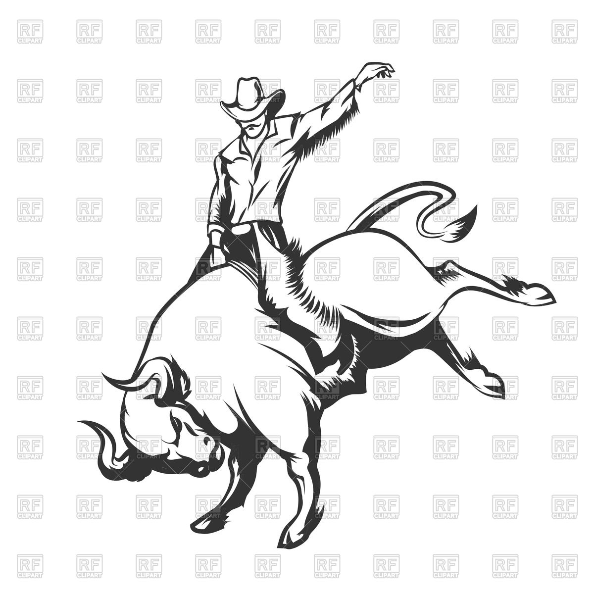 1200x1200 Rodeo Cowboy Riding Wild Bull Vector Image Of Sport And Leisure