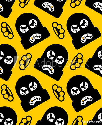 409x500 Robber Pattern Seamless Burglar And Brass Knuckle Ornament Rogue