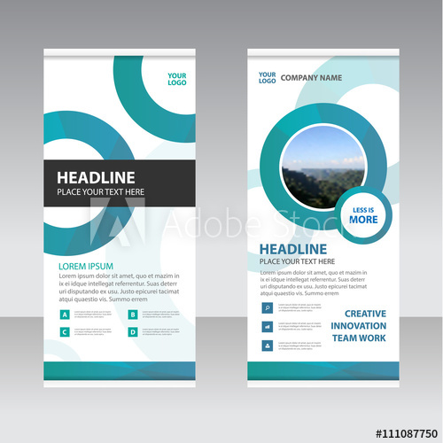 500x500 Green Circle Business Roll Up Banner Flat Design Template