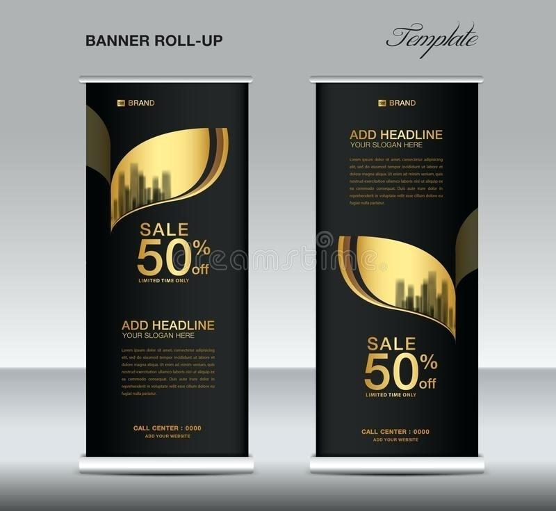 800x735 Black And Gold Roll Up Banner Template Vector Advertisement X
