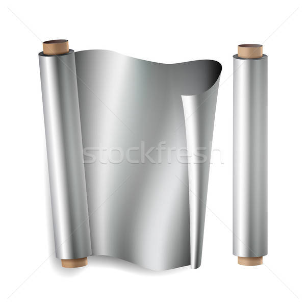 600x600 Metal Foil Paper Roll Vector Close Up Top View Opened And Closed
