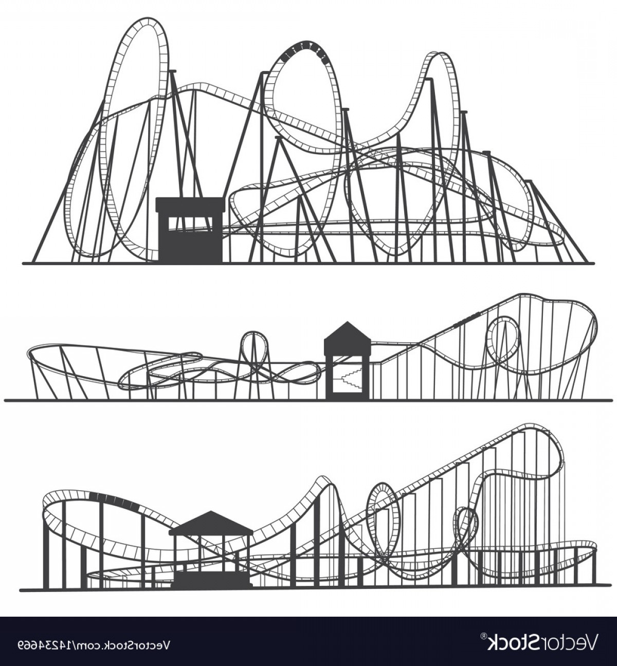 Roller Coaster Silhouette Vector at Vectorified.com | Collection of ...