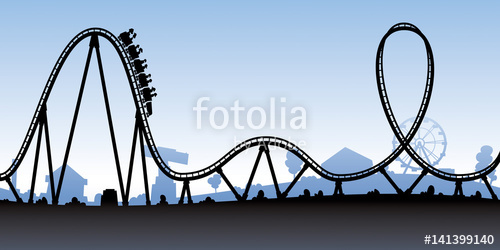 500x250 A Silhouette Of A Cartoon Roller Coaster About To Go Down A Large