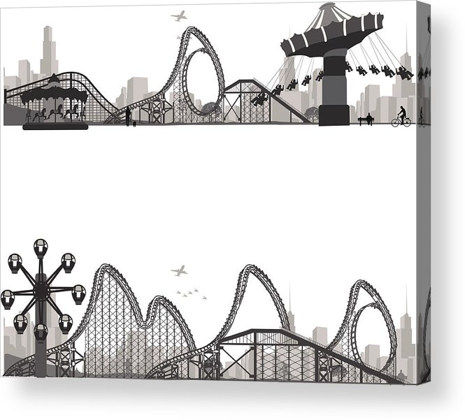 665x601 Vector Illustration Roller Coaster Silhouette Carousel Acrylic