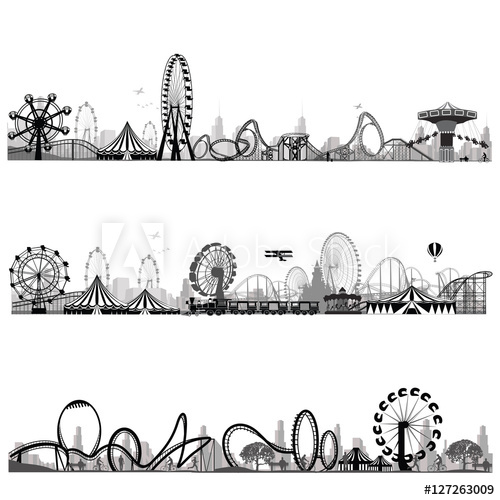 500x500 Vector Illustration Roller Coaster Silhouette Carousel