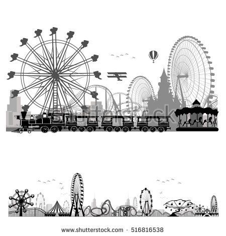 450x470 Vector Illustration Roller Coaster Silhouette Carousel