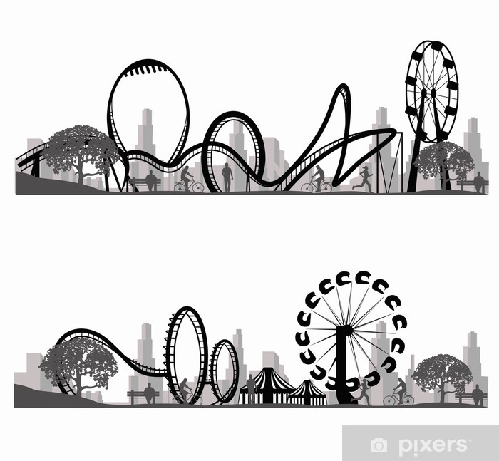 700x647 Vector Illustration Roller Coaster Silhouette Poster Pixers