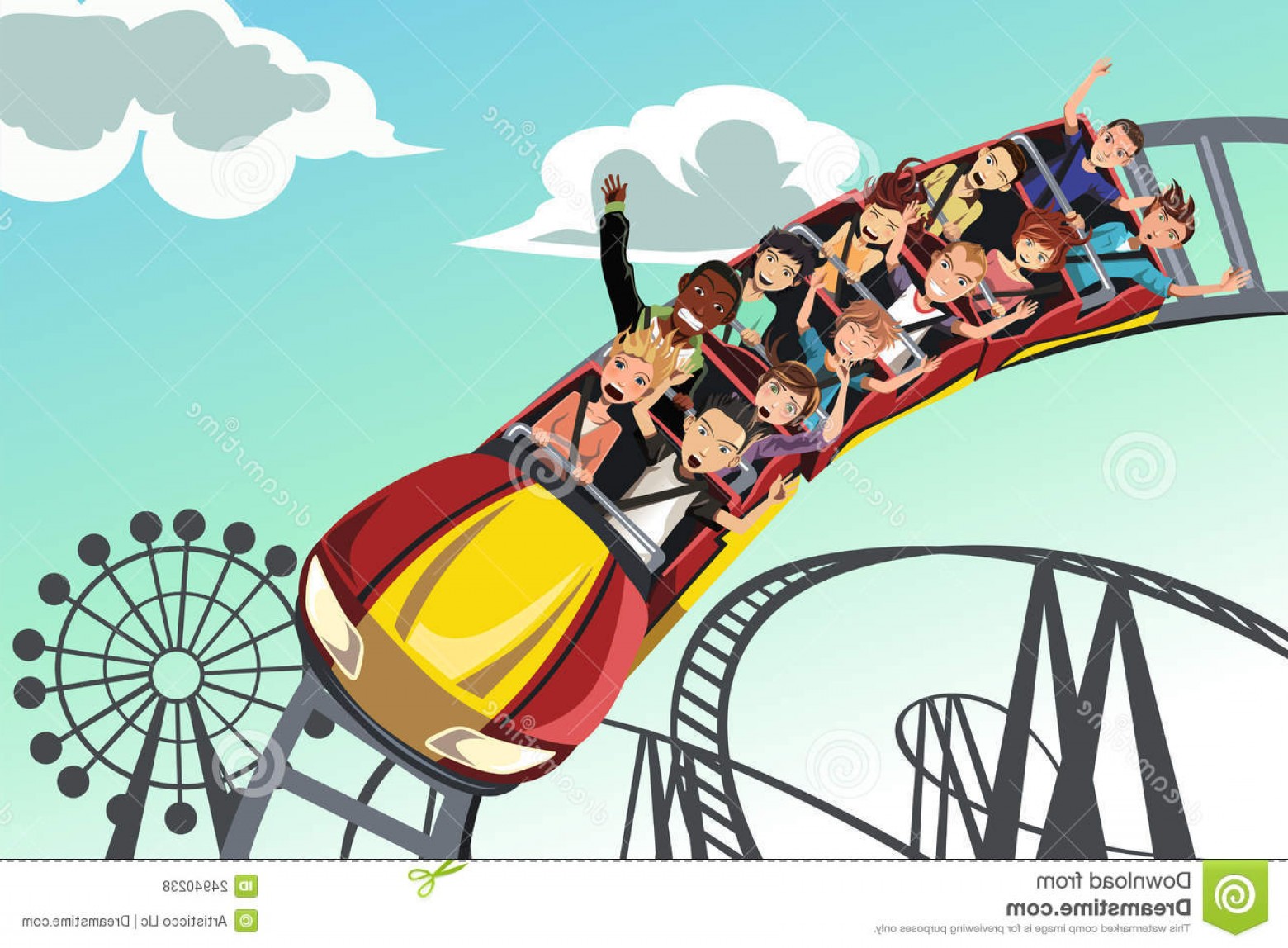 1560x1148 Royalty Free Stock Photos People Riding Roller Coaster Image