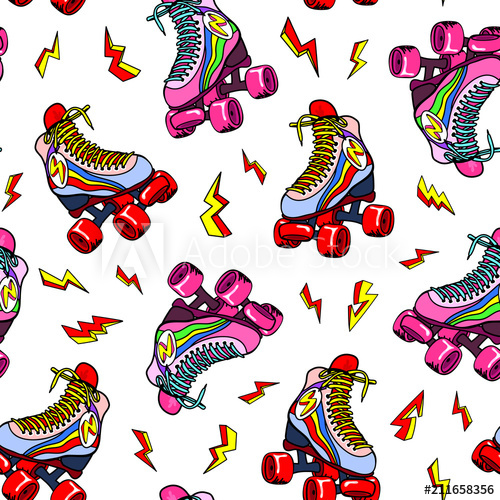 Retro Roller Derby Skates With The Lightning Strikes Seamless 500x500 Retro Roller Derby Skates With The Lightning Strikes Seamless