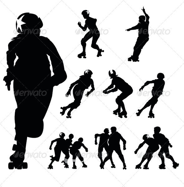 Roller Derby Silhouettes 590x600 Roller Derby Silhouettes