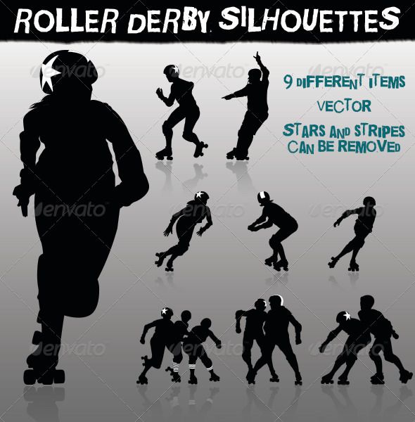 Roller Derby Silhouettes 590x600 Roller Derby Silhouettes