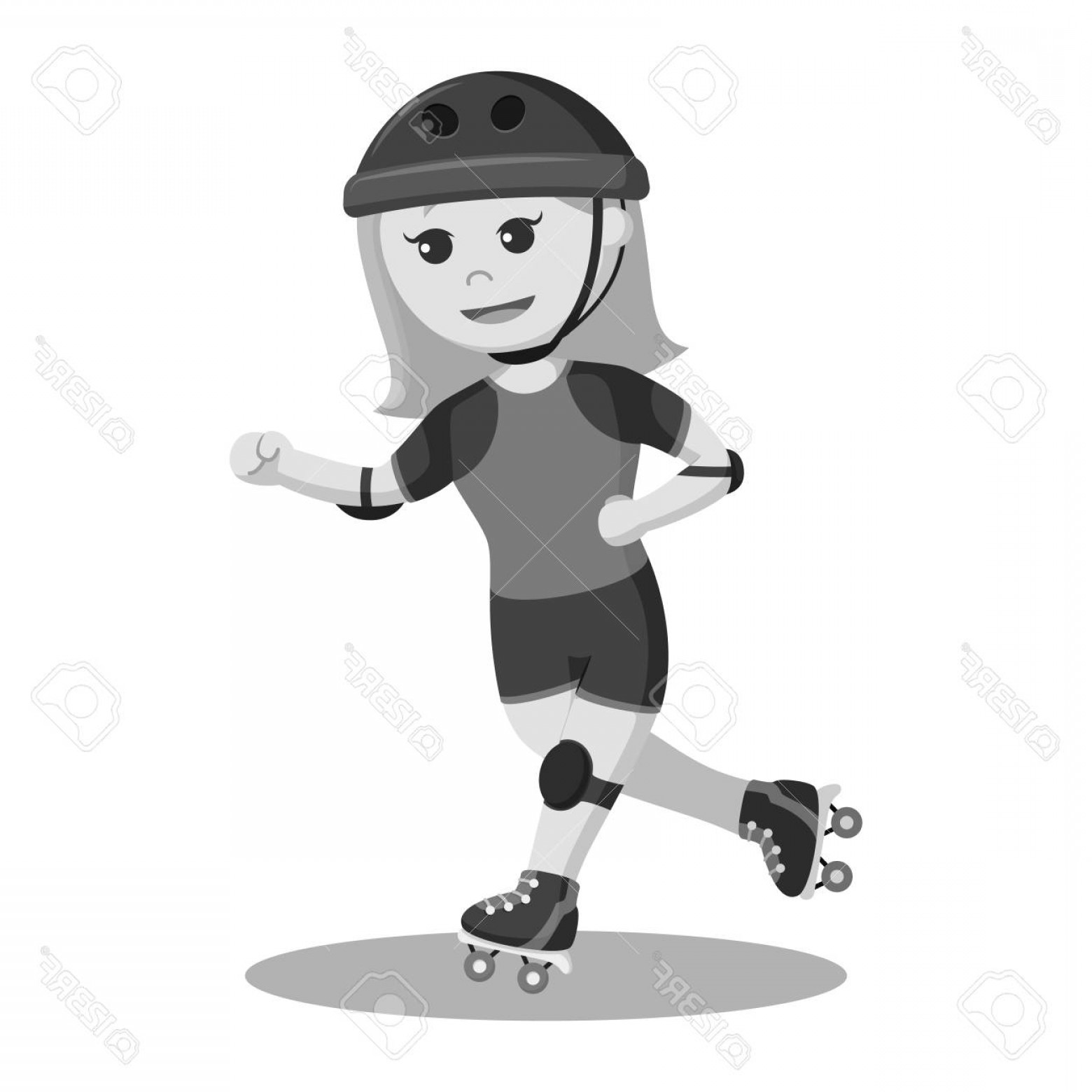 Photostock Vector Roller Derby Girl In Action Black And White 1560x1560 Photostock Vector Roller Derby Girl In Action Black And White