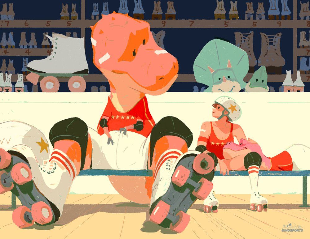 1000x773 Image Of Dino Roller Derby