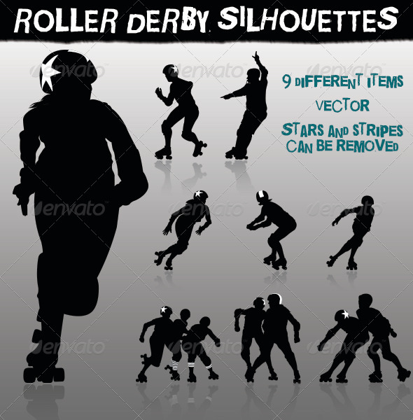 Roller Derby Silhouettes 590x600 Roller Derby Silhouettes