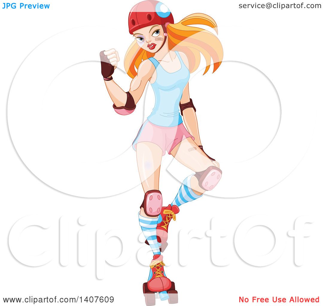 Clipart Of A Tough Red Haired Caucasian Roller Derby Woman Flexing 1080x1024 Clipart Of A Tough Red Haired Caucasian Roller Derby Woman Flexing