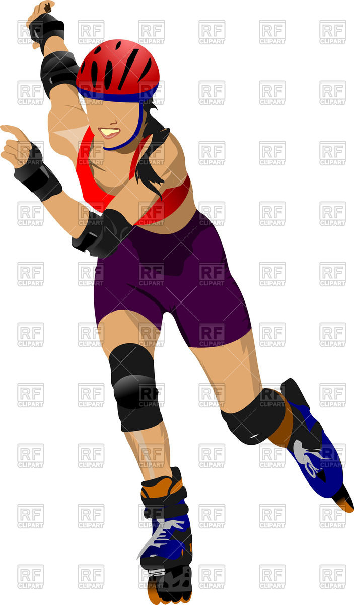703x1200 Roller Skates Girl In Helmet Vector Image Of People Leonido