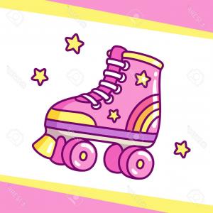 300x300 Photostock Vector Cute Retro Style Roller Skates Drawing Hand