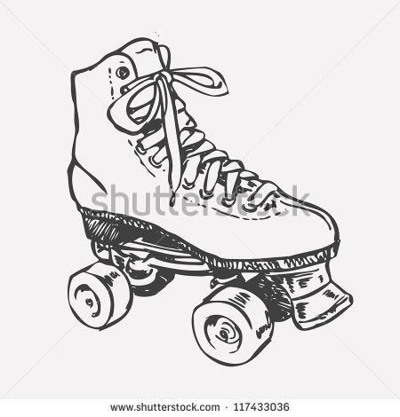 450x470 Retro Roller Skate Drawing Style Vector Object Isolated On White