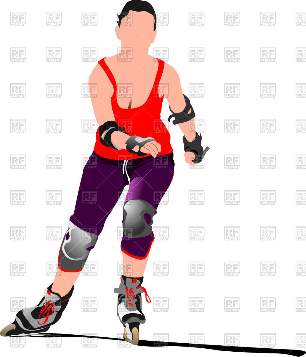 1029x1200 Woman Skating On The Roller Skates Vector Image Of People