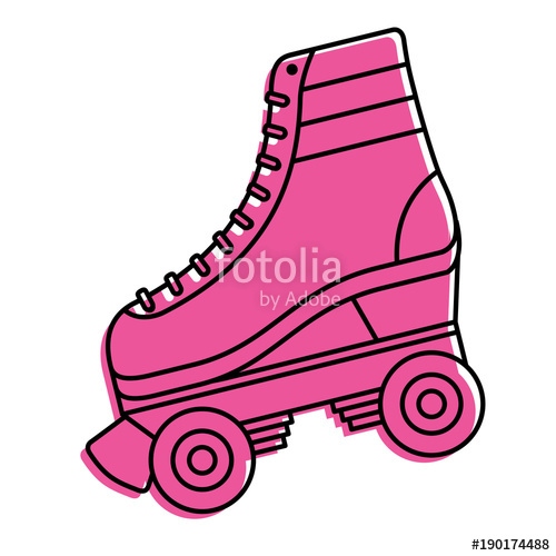 500x500 Classic Roller Skate Laced Wheels Retro Fashion Vector
