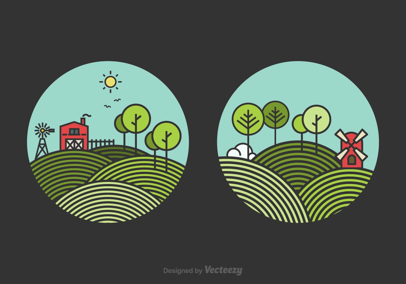 1400x980 Rolling Hills Landscape Vector Just Love The Geometric Shapes
