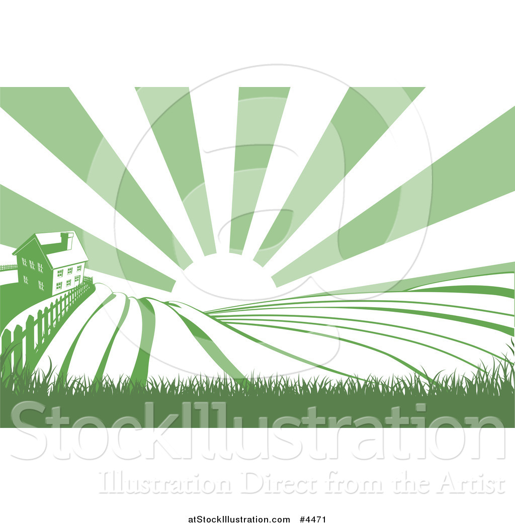 1024x1044 Vector Illustration Of A Farm House And Rolling Hills