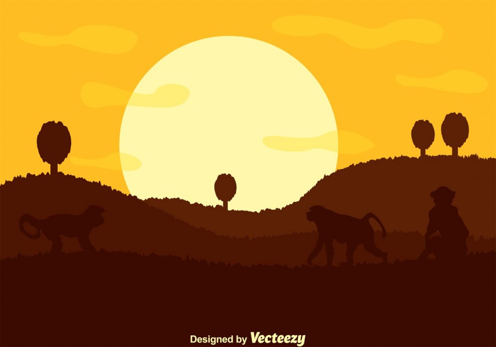 1024x717 Free Vector Monkeys On Rolling Hills