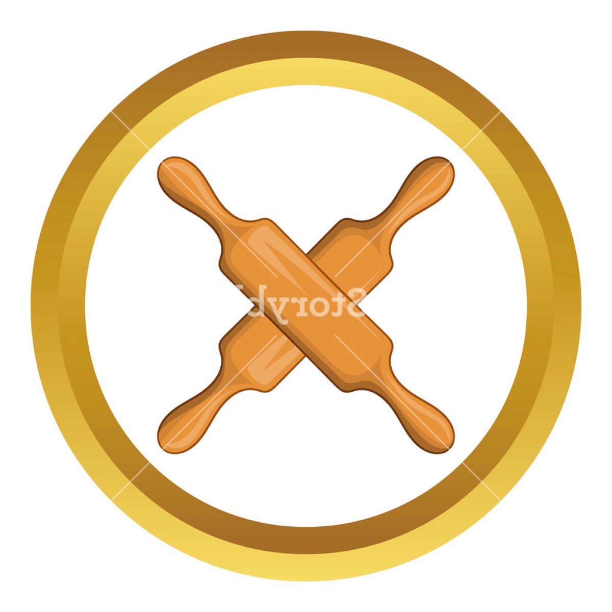 Crossed Wooden Rolling Pins Vector Icon In Golden Circle Cartoon 1200x1200 Crossed Wooden Rolling Pins Vector Icon In Golden Circle Cartoon