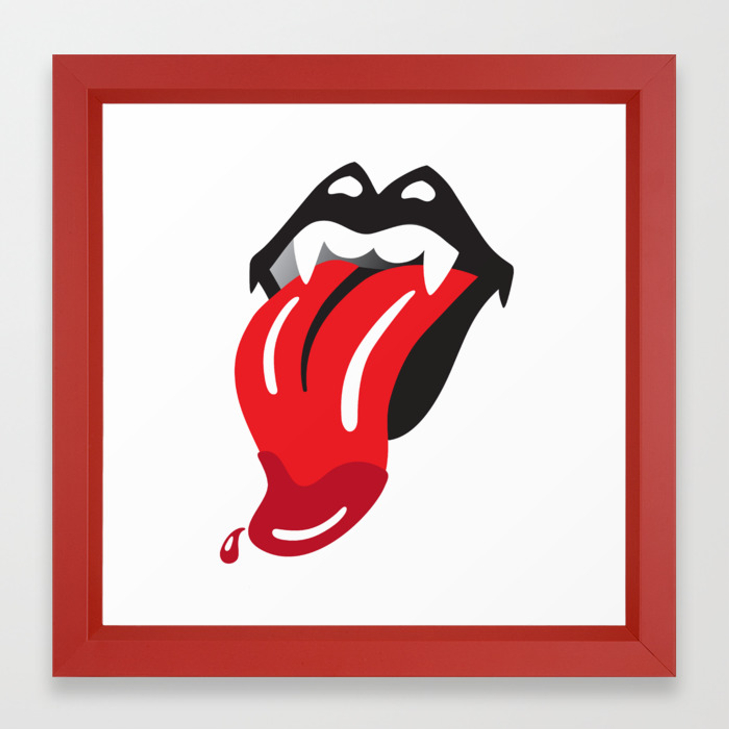 1500x1500 Kiss Rolling Stones Tongue Mash Up Gene Simmons Framed Art Print