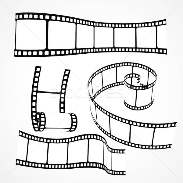 600x600 Film Reel Strip Vector Set Vector Illustration Star Line