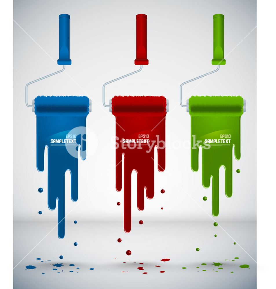 953x1000 Vector Paint Dripping From Roller Brush Royalty Free Stock Image