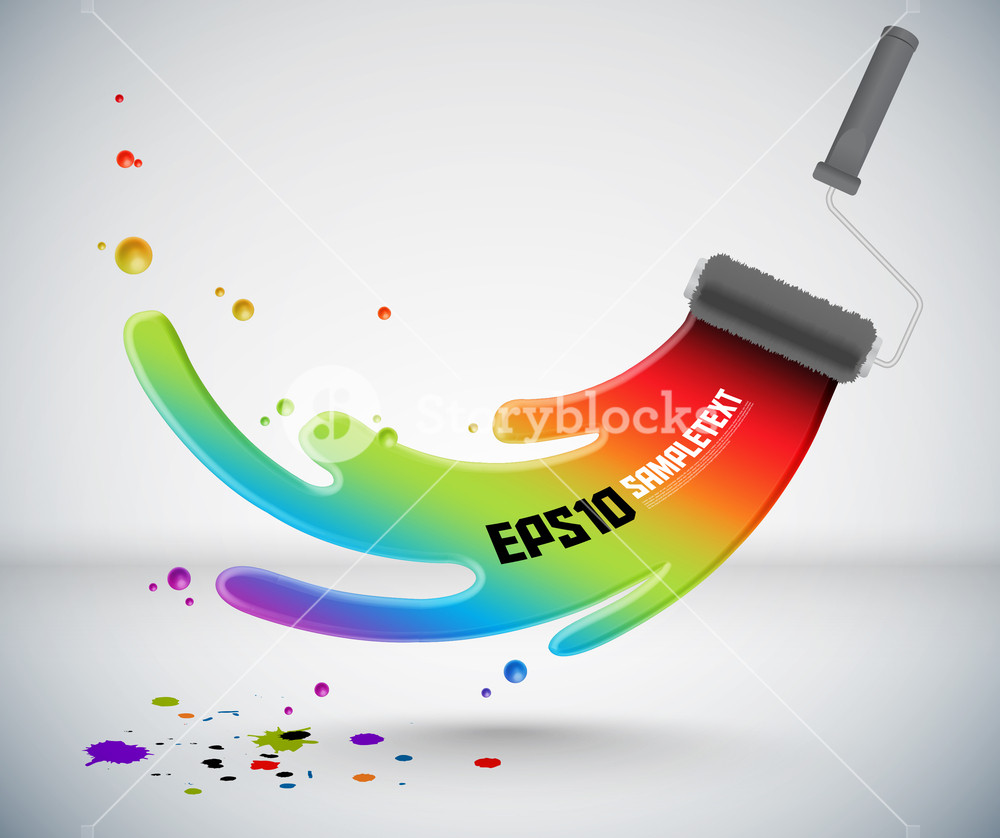 1000x838 Colorful Vector Splash Paint From Roller Brush Royalty Free Stock