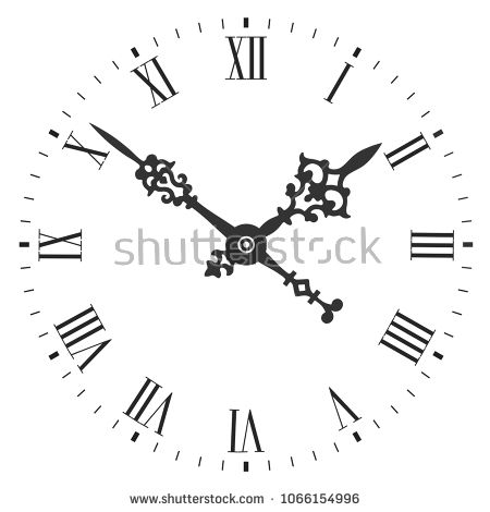 Elegant Clock Face With Roman Numerals And Tick Marks Placed 450x470 Elegant Clock Face With Roman Numerals And Tick Marks Placed