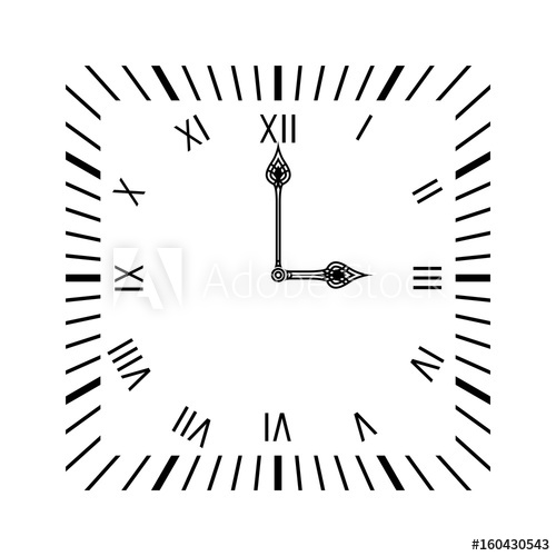 Square Clock Simple Clock Face With Roman Numerals 500x500 Square Clock Simple Clock Face With Roman Numerals