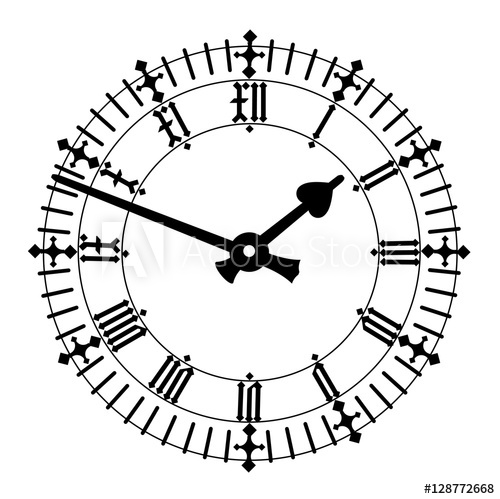 Elegant Roman Numeral Clock Vector 500x499 Elegant Roman Numeral Clock Vector