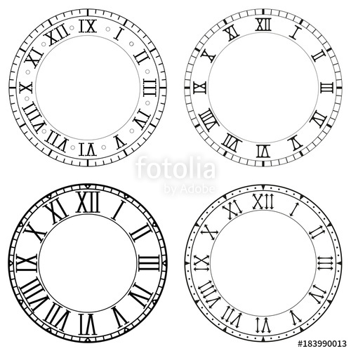 Clock Face Blank White Clock With Roman Numerals On Black 500x500 Clock Face Blank White Clock With Roman Numerals On Black