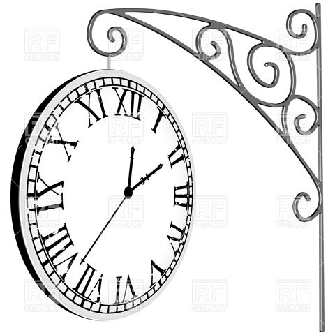 Hanged, Old Station Clock With Roman Numerals Vector Image 480x480 Hanged, Old Station Clock With Roman Numerals Vector Image