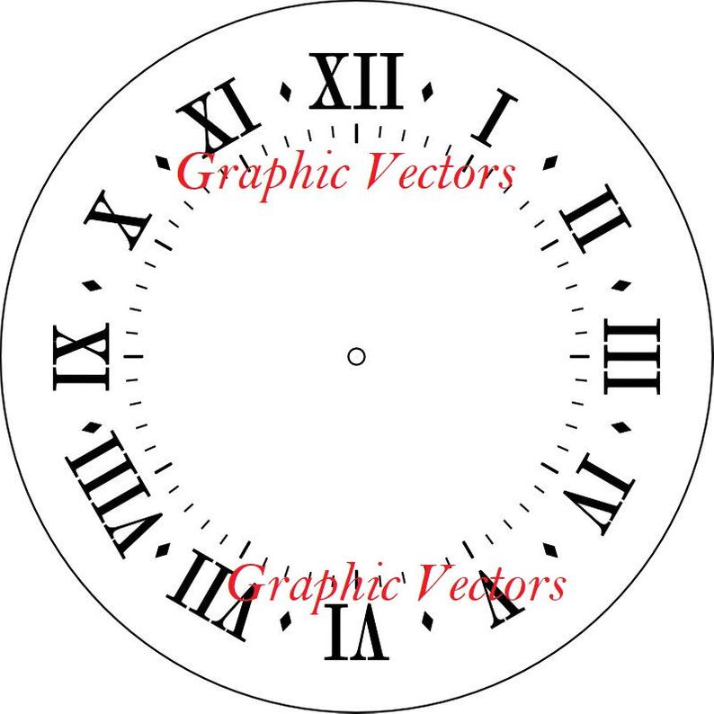 Clock Blank With Roman Numerals Vector Etsy 794x794 Clock Blank With Roman Numerals Vector Etsy