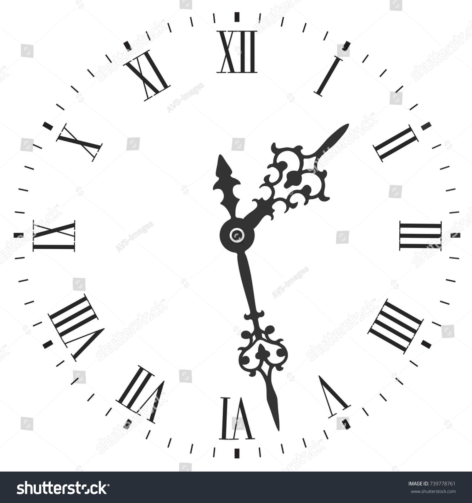 Elegant Clock Face With Roman Numerals And Tick Marks Placed 1500x1600 Elegant Clock Face With Roman Numerals And Tick Marks Placed