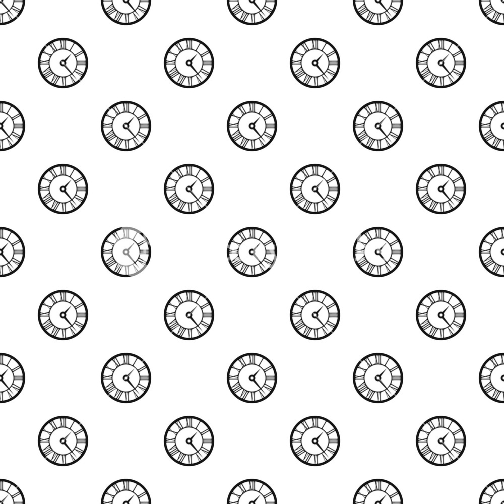 Round Clock With Roman Numerals Pattern Simple Illustration 1000x1000 Round Clock With Roman Numerals Pattern Simple Illustration