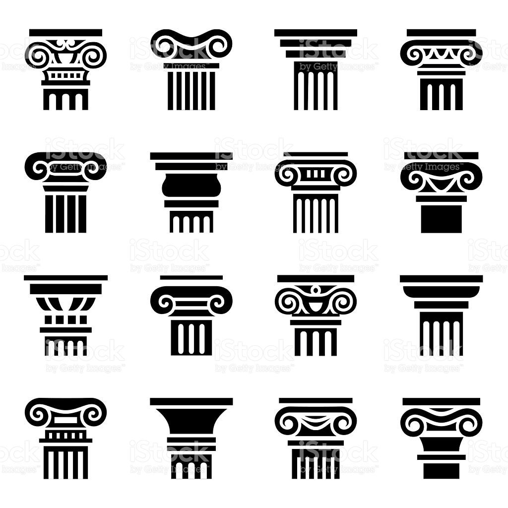 Vector Column Icon Set On White Background Pattern Motif 1024x1024 Vector Column Icon Set On White Background Pattern Motif