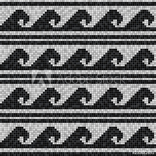 Stylized Waves Mosaic Seamless Pattern In Antique Roman Style 500x500 Stylized Waves Mosaic Seamless Pattern In Antique Roman Style
