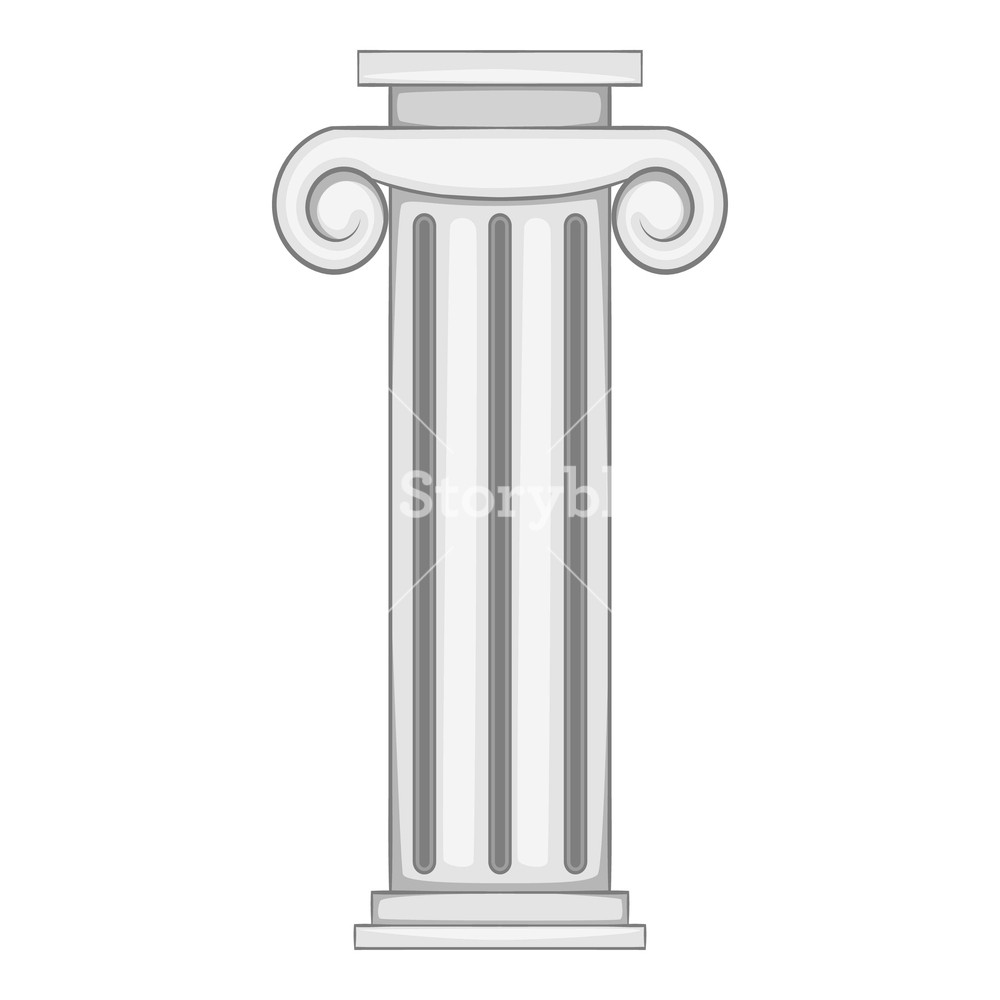 1000x1000 Decorative Roman Pillar Icon Gray Monochrome Illustration