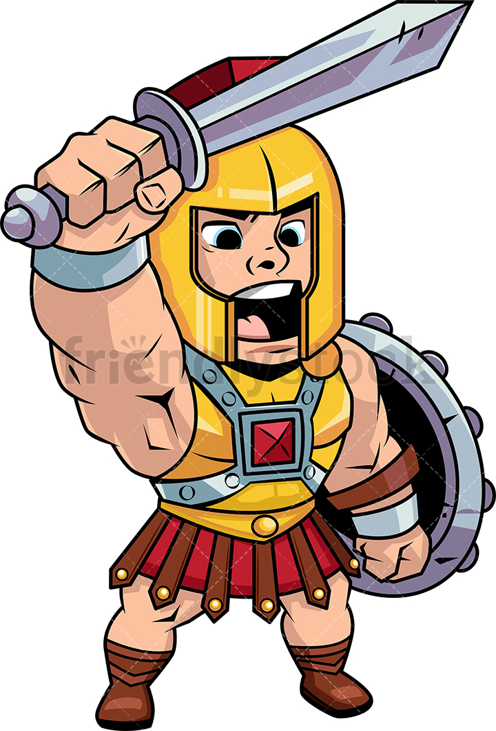 720x1060 Roman Centurion Shouting A Battle Cry Cartoon Vector Clipart