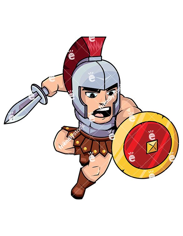 585x755 Roman Soldier Attacking With His Sword And Shield Warriors